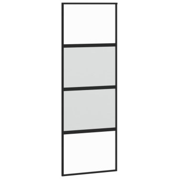 Vidaxl Drsna vrata črna 76x205 cm kaljeno steklo in aluminij