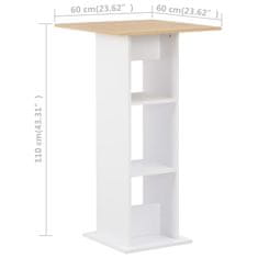 Vidaxl Barska miza bela in sonoma hrast 60x60x110 cm