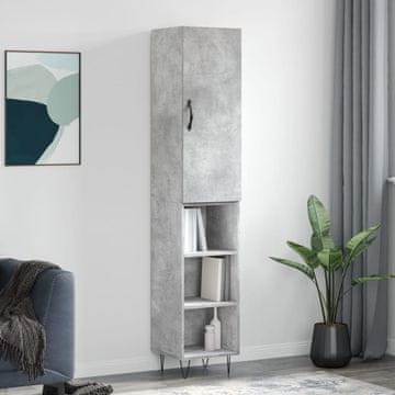 Vidaxl vidaXL Visoka omarica betonsko siva 34,5x34x180 cm
