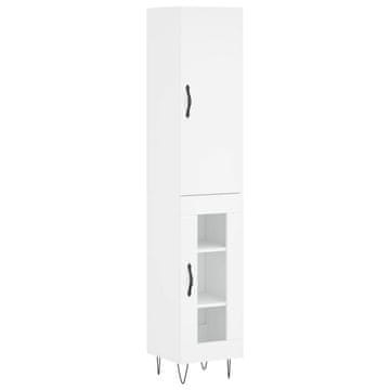 Vidaxl Visoka omara bela 34,5x34x180 cm inženirski les