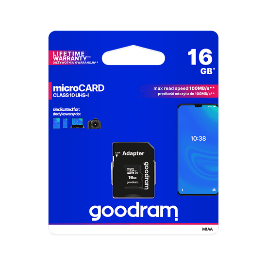 GoodRam pomnilniška kartica microsd 16 gb uhs-i goodram z adapterjem