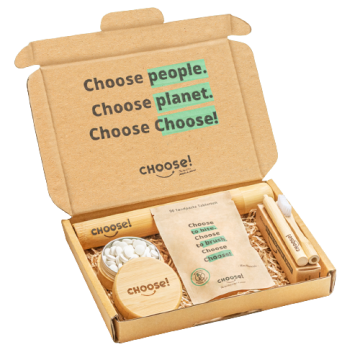 CHOOSE Darilni komplet "zero waste" zobne ščetke in zobne paste v tabletah