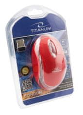 Titanum tm120r brezžična miška 2.4ghz 3d optična usb condor rdeča
