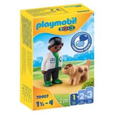 Playmobil Playset 1,2,3 Veterinary with Dog Playmobil 70407 (2 pcs)