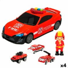 Igralni komplet Vozni park Speed & Go Gasilec Luč Zvok 1:64 (4 kosov)