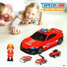 Igralni komplet Vozni park Speed & Go Gasilec Luč Zvok 1:64 (4 kosov)