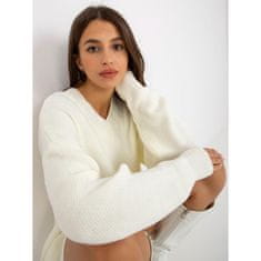 RUE PARIS Ženski ohlapno pleten pulover do kolen RUE PARIS ecru LC-SW-0341.38P_390023 Univerzalni