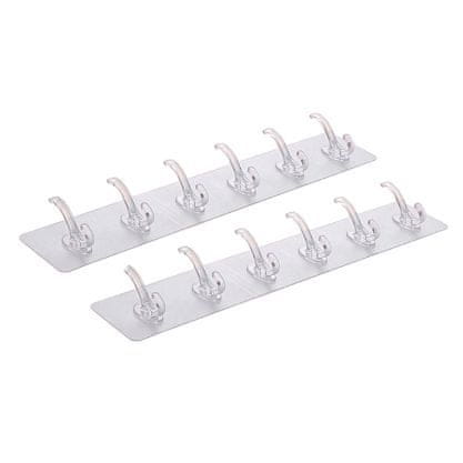 HOME & MARKER® Samolepilni obešalnik s 6 kavlji, Stenski obešalnik, Kljuke za obešanje (2 kosa) | HEXHOOK