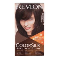Revlon Colorsilk Beautiful Color Odtenek 32 dark mahogany brown Set barva za lase Colorsilk Beautiful Color 59,1 ml + razvijalec barve 59,1 ml + balzam 11,8 ml + rokavice za ženske