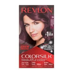 Revlon Colorsilk Beautiful Color Odtenek 34 deep burgundy Set barva za lase Colorsilk Beautiful Color 59,1 ml + razvijalec barve 59,1 ml + balzam 11,8 ml + rokavice za ženske