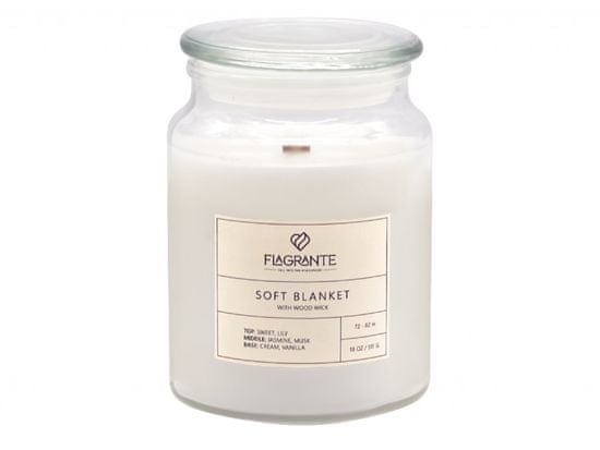 FLAGRANTE dišeča sveča z lesenim krakom Soft Blanket 511 g