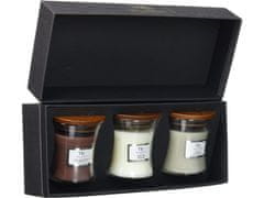 Woodwick Woody set 3x majhna dišeča sveča z lesenim krakom 3x 85 g