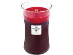 Woodwick Dišeča sveča z lesenim krakom Trilogy Sun Ripened Berries 609 g