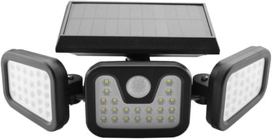 ENTAC solarna stenska svetilka, s senzorjem in trojnim LED panelom, 15 W