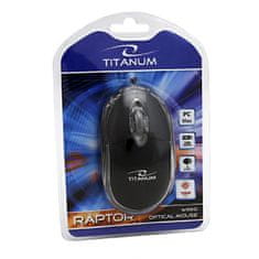 Titanum tm102k žična 3d optična miška usb raptor black titanum