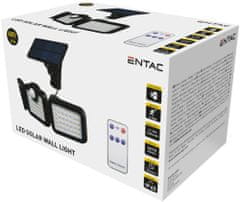 ENTAC solarna stenska svetilka, s senzorjem, daljincem in trojnim LED panelom, 15 W