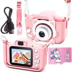 MG X5 Cat otroški fotoaparat + 32GB kartice, roza