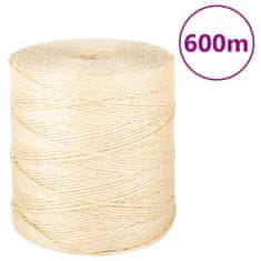 Vidaxl Vrv iz 100 % sisala 2 mm 600 m