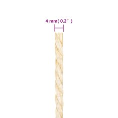 Vidaxl Vrv iz 100 % sisala 4 mm 50 m