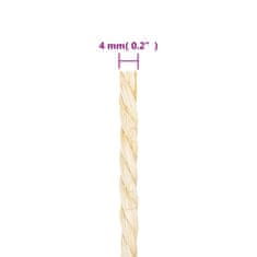Vidaxl Vrv iz 100 % sisala 4 mm 250 m