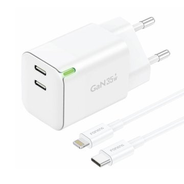 Foneng gan35 2x usb-c 2,4a omrežni polnilnik (bela)