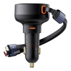 BASEUS enjoyment usb-c avtomobilski polnilec z usb-c in lightning kablom 60 W (črn)