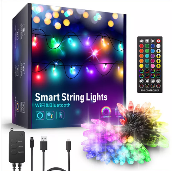 BOT  Pametna LED zunanja/notranja božična in zabavna veriga 10 metrov Tuya Smart RGB
