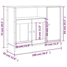 Vidaxl Komoda črna 100x35x75 cm inženirski les