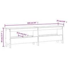 Greatstore Klop za predsobo bela 160x28x45 cm trdna borovina