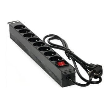 MHpower Distribucijska plošča PDU-FR4K8 19" 8x230V, 16A, 4000W, črna