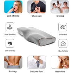 Netscroll Ergonomski anatomski vzglavnik iz spominske pene, 20% več pene, 50*30cm, snemljiva hipoalergena pralna prevleka, odlična podpora vratu, ramen in hrbta, hranljiv in globok spanec, MemoryPillow