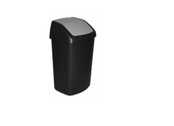 shumee KOŠ ZA SMETI CURVER 50L /ČRN/ SREBRN