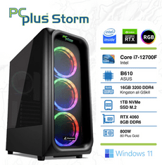 PCplus Storm namizni gaming računalnik, i7-12700F, 16GB, SSD1TB, RTX4060, W11H (145264)