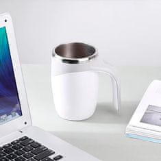 Netscroll Termo lonček z gumbom za mešanje napitka, skodelica za kavo, termo lonček za kavo ali kakav, idealno za kavo v prahu, idealna za vsako delovno mizo, MixMug