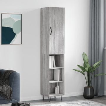Vidaxl vidaXL Visoka omarica, siva, hrast sonoma, 34,5 x 34 x 180 cm