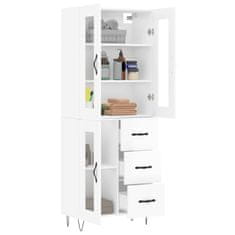 Vidaxl Visoka komoda visok sijaj bela 69,5x34x180 cm inženirski les