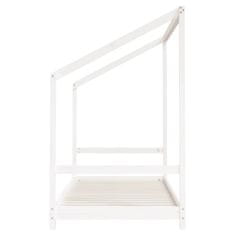 Vidaxl Otroški posteljni okvir bel 2x(90x190) cm trdna borovina