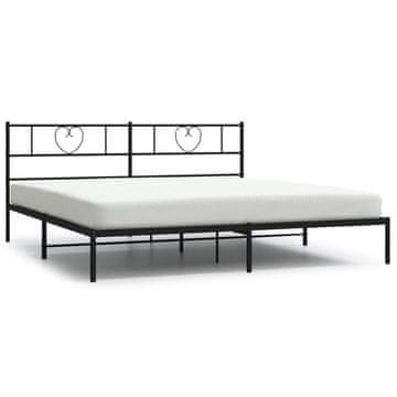 Vidaxl Kovinski posteljni okvir z vzglavjem črn 193x203 cm