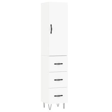 Vidaxl Visoka omara bela 34,5x34x180 cm inženirski les