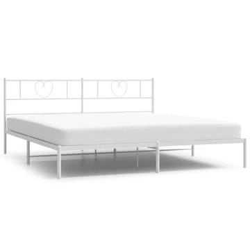 Vidaxl Kovinski posteljni okvir z vzglavjem bel 193x203 cm