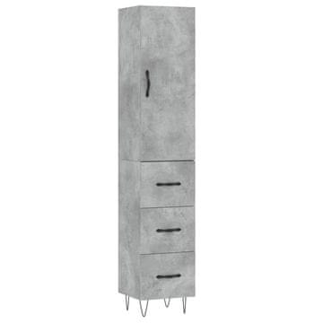 Vidaxl Visoka omara betonsko siva 34,5x34x180 cm inženirski les
