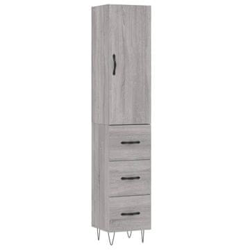 Vidaxl Visoka omara siva sonoma 34,5x34x180 cm inženirski les