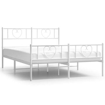 Vidaxl Kovinski posteljni okvir z vzglavjem in vznožjem bel 160x200 cm