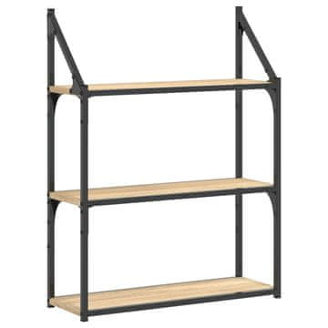 Vidaxl Stenska polica 3-nadstropna sonoma hrast 60x21x78,5 cm inž. les