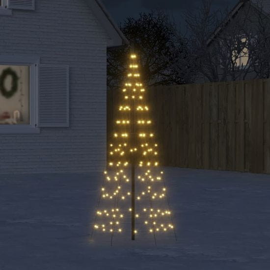 Vidaxl Osvetljena novoletna jelka na drogu 200 LED toplo bela 180 cm