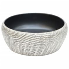 Greatstore Nadpultni umivalnik črn in siv okrogel Φ41x14 cm keramika
