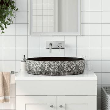 Vidaxl vidaXL Umivalnik za pult črno-moder ovalen 56,5x36,5x13,5 cm
