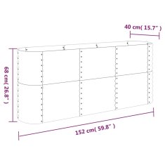Vidaxl Visoka greda iz prašno premazanega jekla 152x40x68 cm antracit