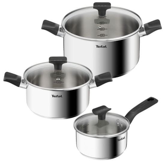 Tefal B925S655 Delicious 6-delni set ponev, 16/20/24 cm + pokrov nerjaveče jeklo