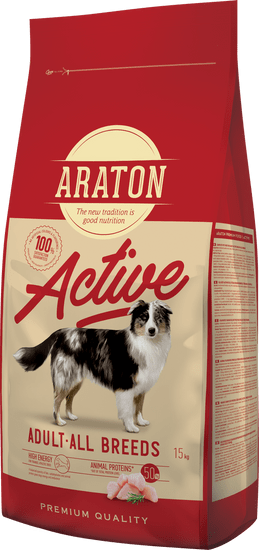 Araton Hrana za aktivne pse vseh pasem Perutnina 15kg